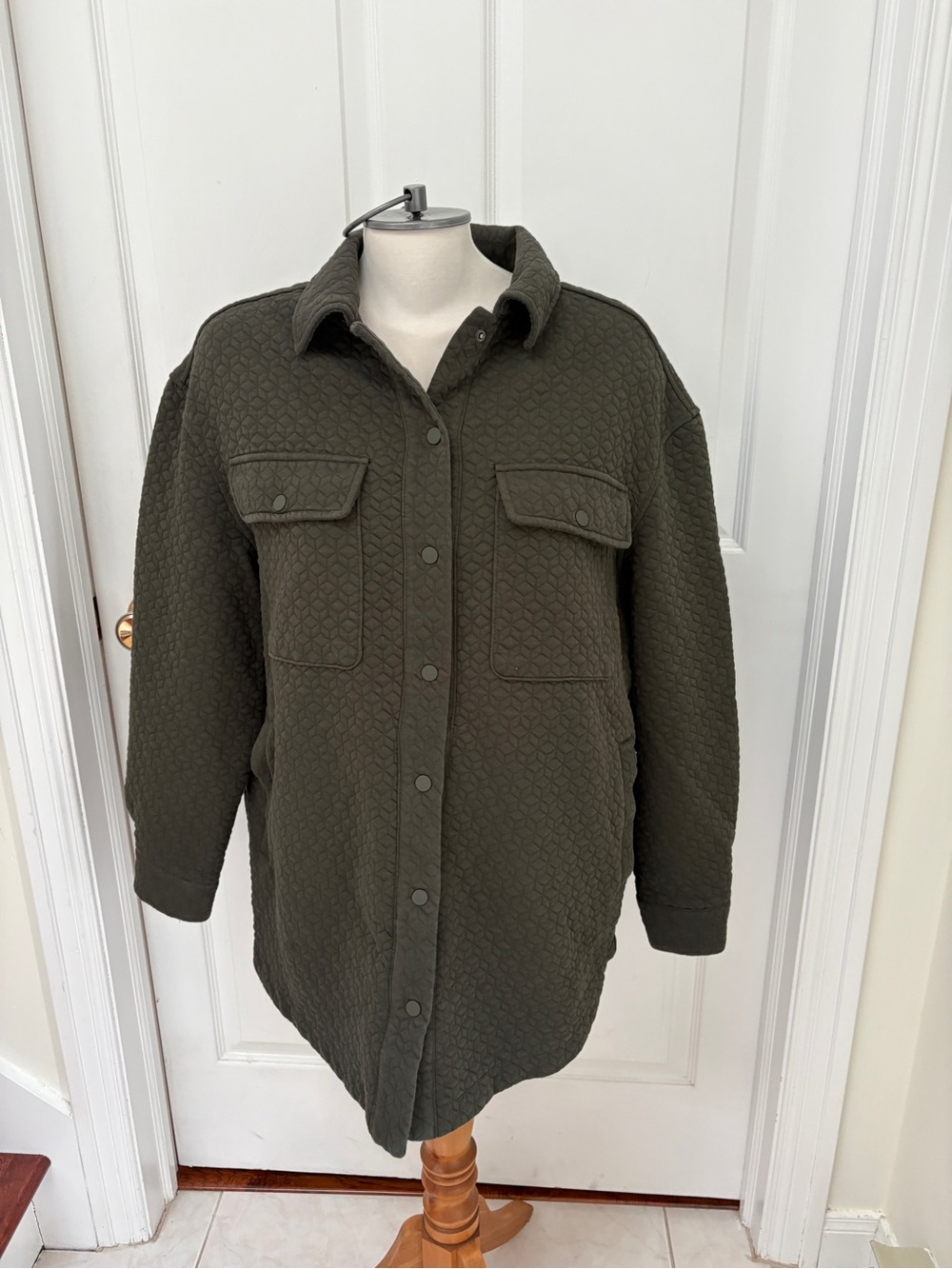 Denver Hayes Quilted Utility Jacket/Shacket in Olive